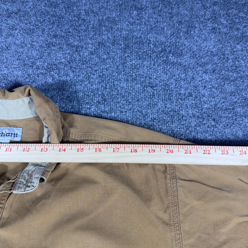 Vintage Carhartt Long Sleeve Cotton Canvas Work Shirt Brown Men's Large - Picture 10 of 11